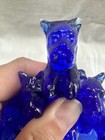 Vintage L e  Smith Clear Cobalt Glass Powder Jar dish 3 Scotties Scottys -my Pet