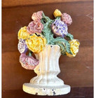 Antique   Vintage  Cast Iron   Door Stop  Flower Basket  Stamped  8   5  X 4 