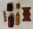 3 Vtg antique Sewing Needle   Thread Wood Cases organizer Tubes
