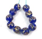 10 Lampwork Handmade Glass Blue Moonlight Swirl Round Beads 10mm