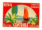 1930s-1940s Hotel Centrale Riva Del Garda Italy Luggage Label
