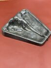 Vintage Unusual Elephant Head Cigar Ashtray Heavy Brass Bronze Tobacciana