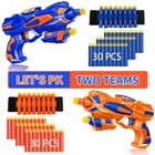 2 Pack Blaster Guns Boys Toy-with 60 Soft Foam Darts Bullets  2 Wrist Bands-    