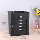 Kendal Black 6-layer Large Leather Jewelry Box Watch Jewelry Organizer W  Mirror