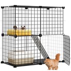 2 Tier Cat Cage Indoor Cat Enclosures Kitten Cage Diy Pet Playpen For 1-2 Cats