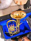 Baritone Horn Made Of Pure Brass In Golden Polish   Cushion Case   Free Shipping