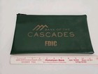 Vintage Bank Of The Cascades Green Vinyl Bank Money Bag Free Shipping