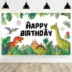 Dinosaur Birthday Backdrop  Dino Party Decorations Banners  Green Dinosaur