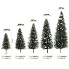 40pcs Miniature Winter Scene Model Snowy Pine Trees Deep Green Ho O N Z Scale
