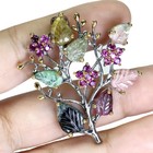 925 Sterling Silver Pendant Tourmaline Carvings 7ct Gemstone Jewelry Handmade