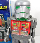 Vintage Battery Operated Silver Warrior Space Robot Toy In Box Hong Kong