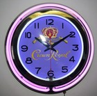 Crown Royal Sign 15  Purple Double Neon Clock
