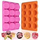 2pcs Silicone Cookie Chocolate Molds   12 Cavity Round Silicone Baking Mold For