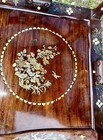 Rare Thailand Carved Rosewood inlaid Mother Of Pearl Corner Chair Dragon Abalone
