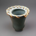Vtg Mcm Handmade Studio Art Pottery Vases W  Leather Laces 5  Tall Collectible