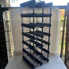 Vtg Industrial Wine Rack 12 Bottle Charcoal Grey Wood Silver Metal Free Standing