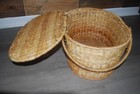 Wicker Woven  Seagrass Vintage Picnic Basket  Minor Ware And Tear 