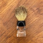 Vintage Baton Pure Badger Hair Shaving Brush Clear Lucite Base Block Handle Usa