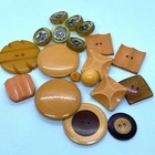 Vtg Bakelite Button Lot Butterscotch Carved Cookie Shank