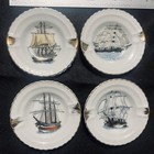 Vintage Nautical Decor Clipper Ship Collector Mini Plate Set Of 4 Japan