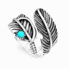 Navajo Indian Handmade Sterling Silver Turquoise Feather Adjustable Rings