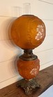 Rare Fostoria X-large Satin Glass  gone With The Wind  Parlor Oil Lamp-c  1901