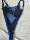 Exotic Dancewear One Piece Small Blue Handmade Stripper Small xs