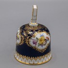 Meissen Porcelain Cobalt Blue Floral Dinner Bell 4  - Free Usa Shipping