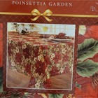 Poinsettia Holiday Christmas Table Cloth 52 x52  Square Bed Bath And Beyon Nwt