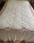 Vintage Chenille Bedspread Off White With Dusty Rose Loops And Scallops