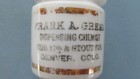 1890s Denver Colo  Frank Green Dispensing Chemist Milk Glass Jar-gold Gilt Paint