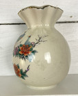 Vtg Made In Japan Small Vase Asian Style Ruffled Edge Peacock Floral Cream 4 5 