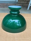 Antique Vintage Green Cased Glass Oil Lamp Shade Kerosene Globe Student Aladin