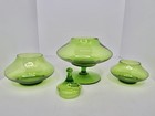 Htf Vintage Mcm Empoli Glass Green Christmas Tree Stackable Candy Dish 4pc