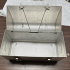 Vintage Silver Tone Metal Dome Top Lunchbox Style Box With Handle   Dual Latches