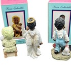 Vintage Black Americana Lot Of 3 Figurines School Boy  Angel  Toddler  2 W  Box