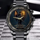 Archangel Michael Protect Us Men s Wristwatch  Catholic Patron Saint Timepiece 
