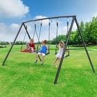 600lb Metal Swing Set Heavy Duty Frame Kids Adult Backyard Playset With 3 Swings