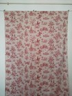 Vintage Gorgeous French Toile De Jouy Linen Red Textile Fabric Fragment Itm653