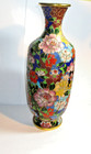 10  Vintage Chinese Cloisonne Enameled Vase 1000 Flowers Pattern On Stand