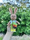 Stuffed Animal Brown Bunny Rabbit With Carrots Small Plush Toy Handcrafted 