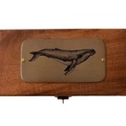 6-1 4  Wood Box With Antiqued Brass Humpback Whale Plate  Whale Gift Box