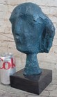 Abstract Bronze Metal Head Face Bust Sculpture Statue Surrealism Green Patina