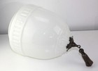 Antique 15x9 Embossed Opaline Pendant Ceiling Fixture Shade Globe W Brass Finial