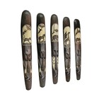 Set Of Five 39 Inch Hand Carved African Style Tribal Masks Wall Bar Decor