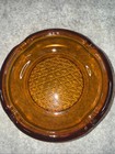 Amber Colored Glass Ashtray Four Holders Vintage Mcm Mid Century Modern