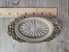 Vintage Matson Hollywood Regency Soap Dish Ribbed Crystal Glass And Metal  