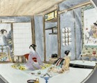 Antique Japanese Hand Painted Porcelain Cabinet Plate Signed Interior Scene 21cm