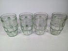 Set Of 4 Vintage Light Green Glass Handled Barrel Mugs 4 5  Numbered Bottom