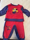 Vintage Mickey Mouse 18 Months 2pc Fleece Sweatshirt Pants Set Red Blue